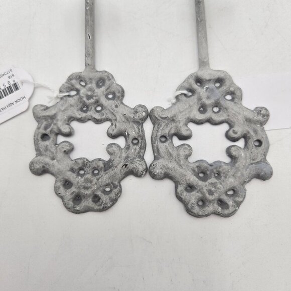 Vintage Cast Iron Wall Hooks with Ceramic Tip Rustic Ash Patina Coat Hat Hanger - Picture 9 of 11